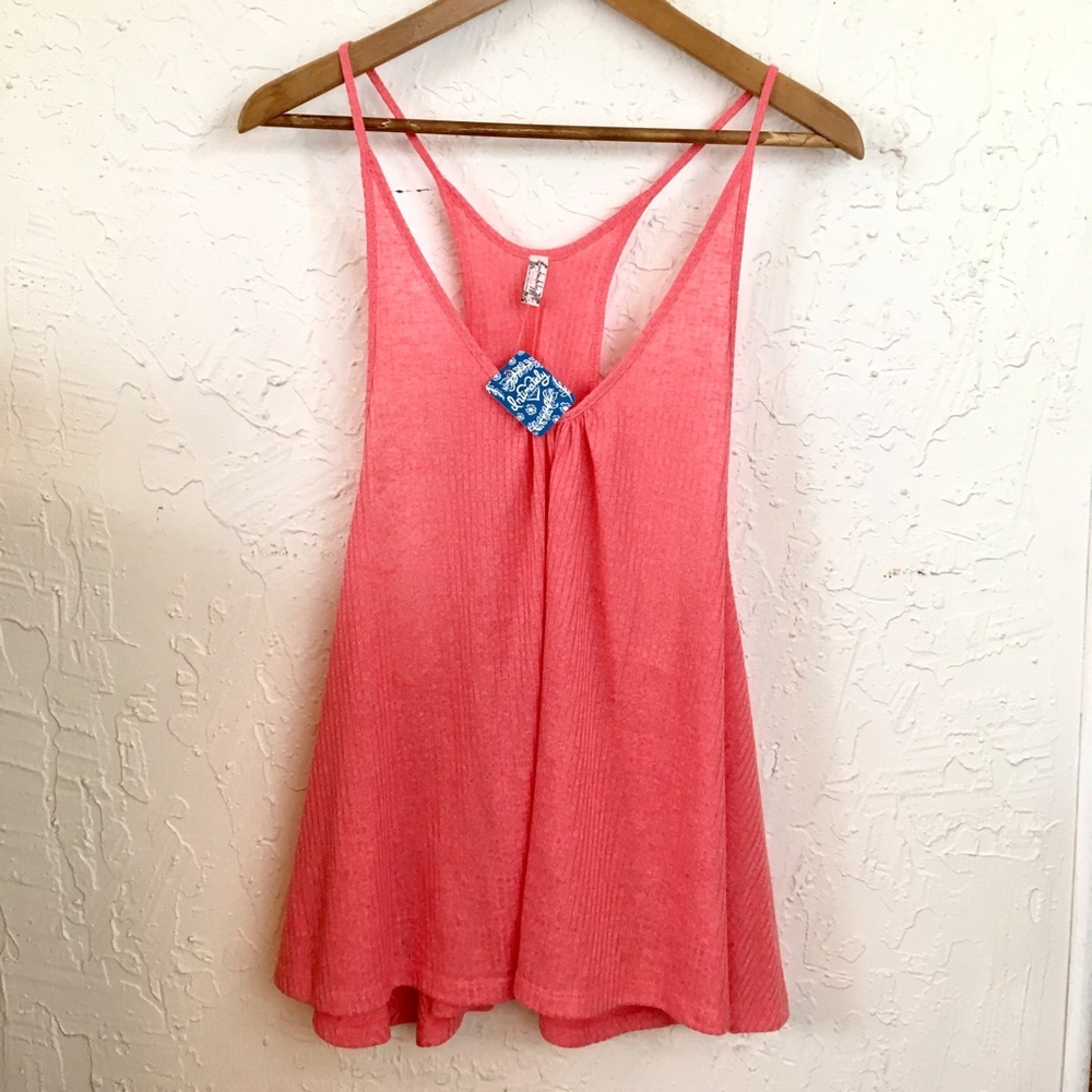 Free People Coral Racerback Tank Tunic NWT